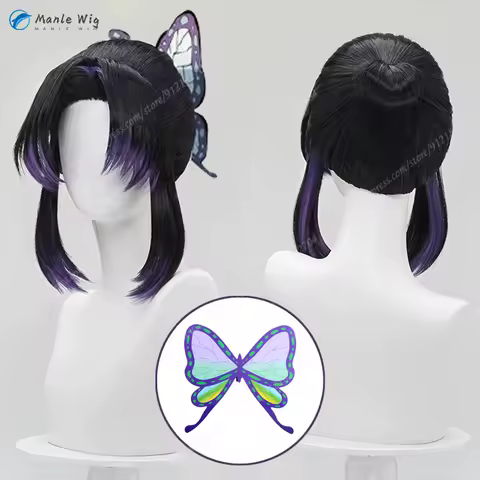 Anime Kochou Shinobu Cosplay Wig Purple Blue Pigtail Wigs Heat Resistant Synthetic Hair Anime Cosplay Costume Wigs For Women