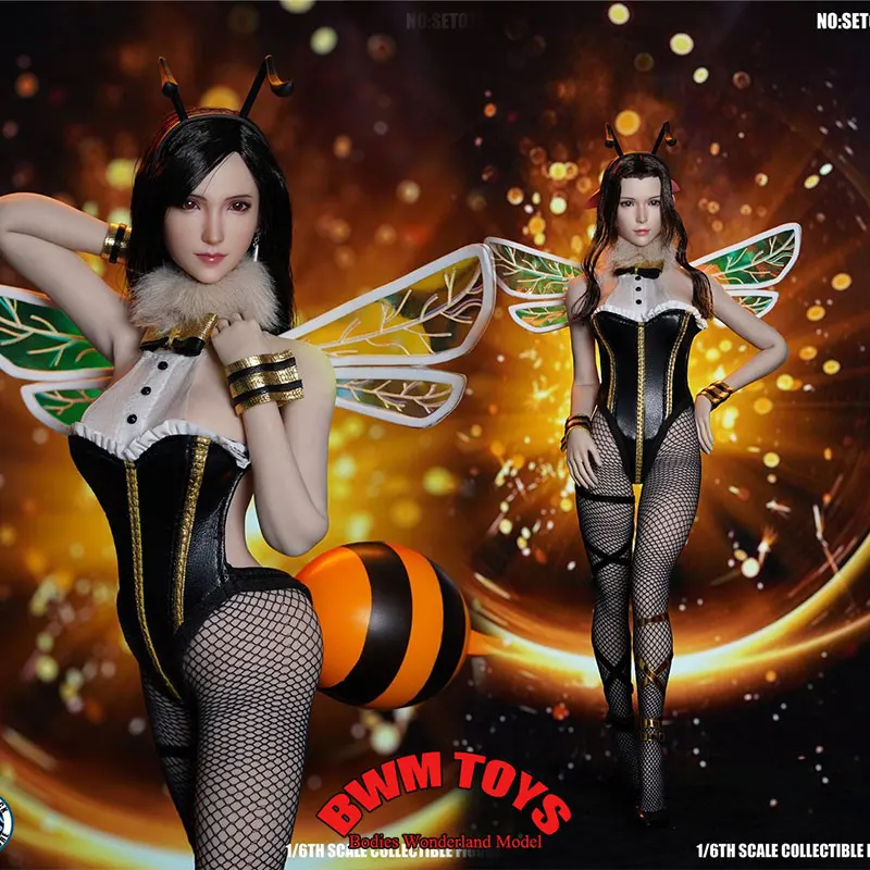 

SUPER DUCK SET072 1/6 Sexy Bee Fighting Goddess Soldier Clothes Set With Head For 12'' Phicen Pale Skin Action Figure Doll Body