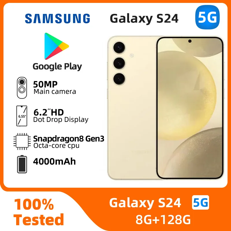 Samsung Galaxy S24 5G SmartPhone 8GB RAM 128GB ROM 6.2inch 4000mAh 50MP Cameras Android Used Phone