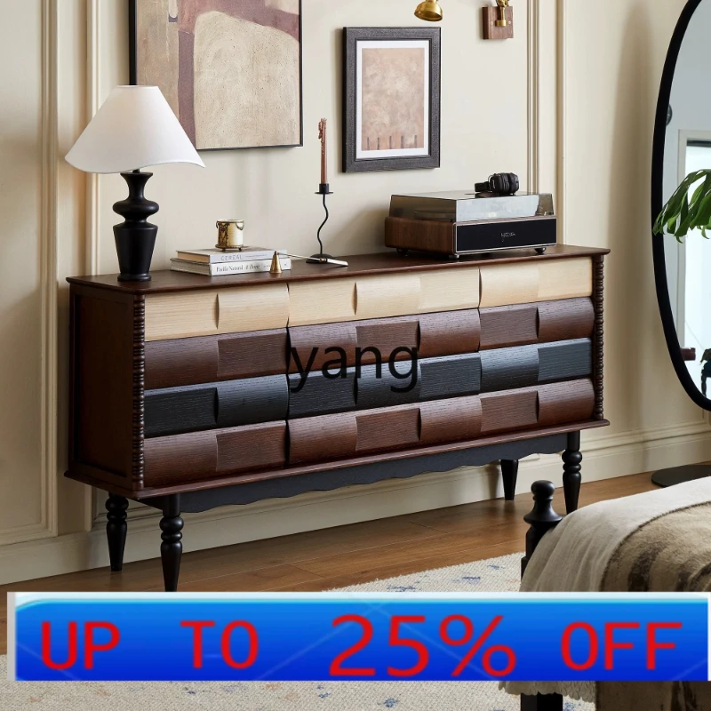 

LH французский ретро обеденный боковой шкаф из цельного дерева, средневековый вход, напольный шкаф для гостиной, шкаф для телевизора