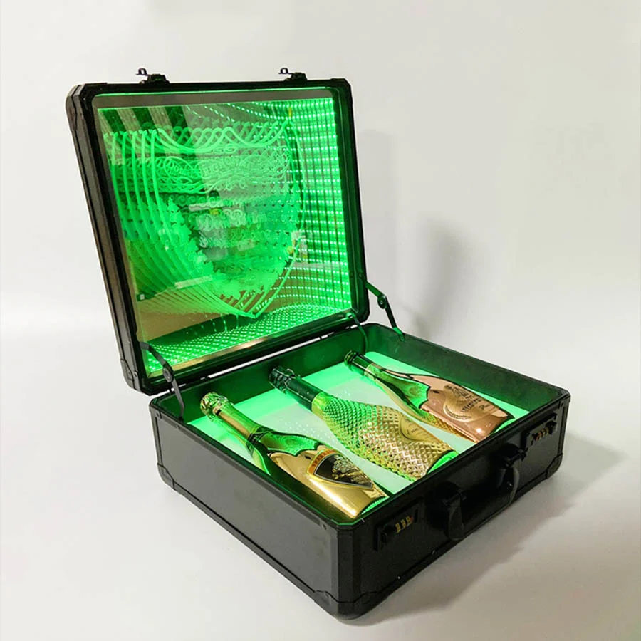 

3 bottles Rechargeable LED Box Champagne Bottle Carrier LED Champagne Display Case for Night Club Party Lounge Bar Decor