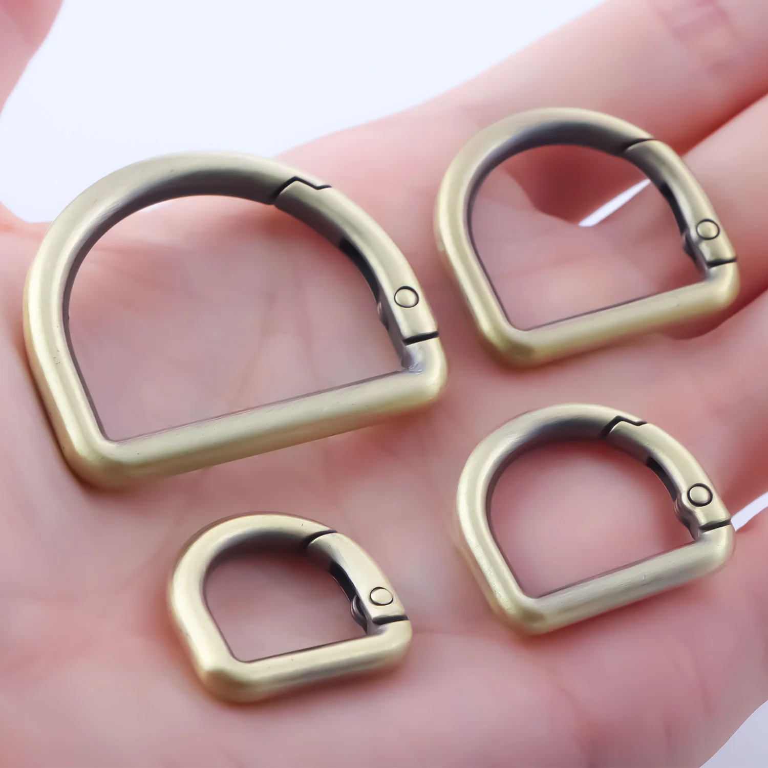 5Pcs D Ring Spring Key Hooks Metal Keyring Clip Spring Ring Buckles Clasp for Belt Backpack Bag Handbag Purse Strap Keychain