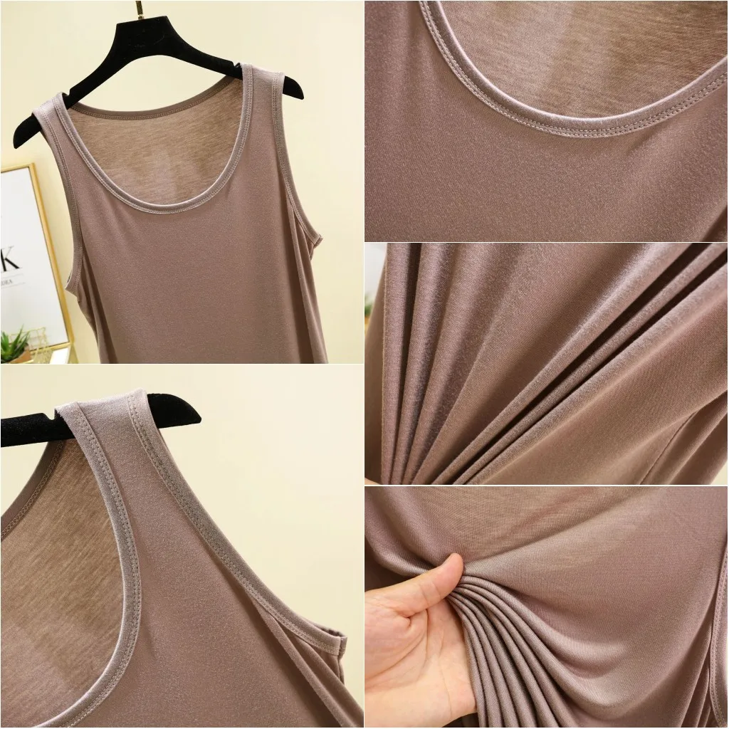 Solid color O-Neck Tank Tops Plus size Summer women\'s T-shirt Sleeveless basic Camis Tee Top all match