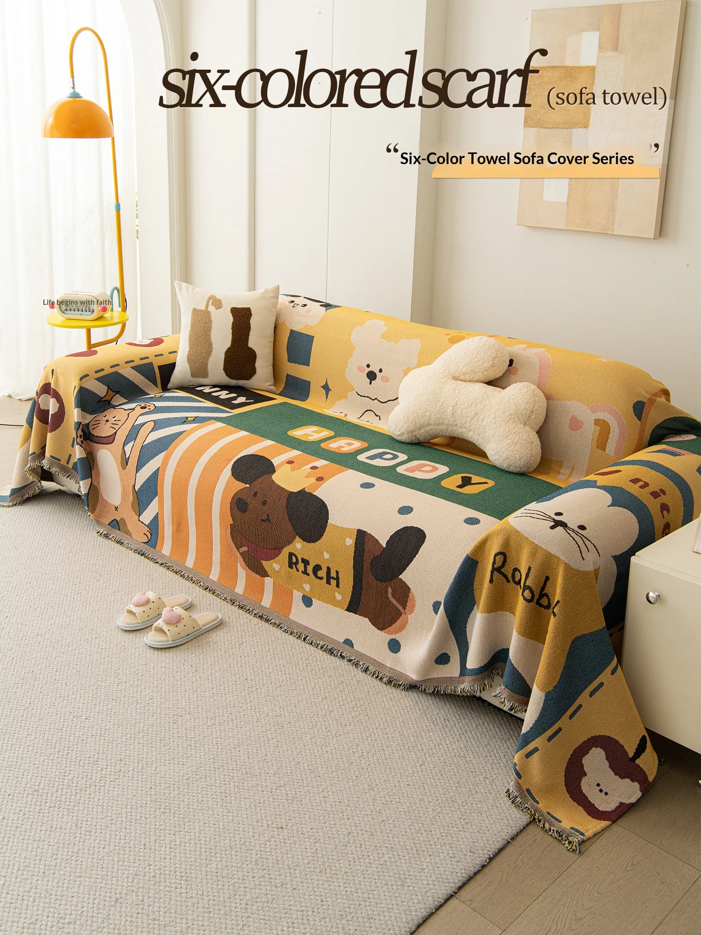 Home Sofa Cover With Tassel Living Room Furniture Cover Living Room Sofa Covers 4 Seater Recliner Sofa Towel Cotton Anti Slip