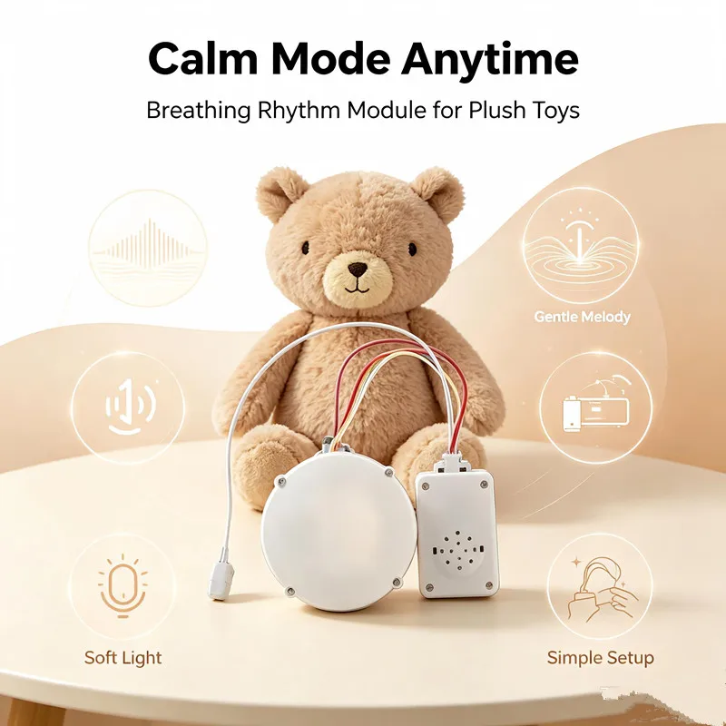 4 Modes Soothing Light Plushies Doll Soothing Music DIY Doll Sound Box Device Breathing Movement Sleeping Companion Equipment