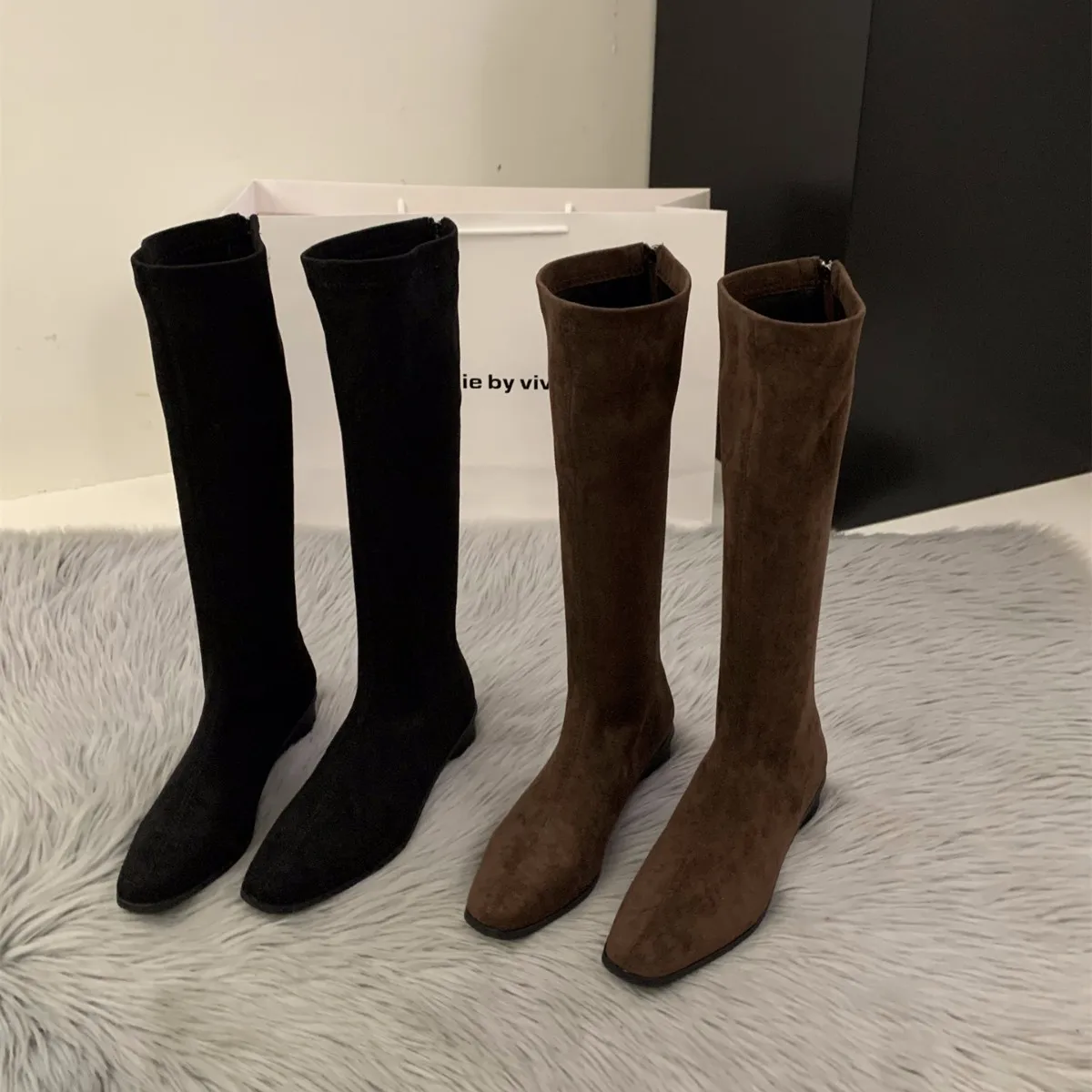 

Long boots women's shoes 2025 new autumn and winter Korean version long boots mid leg knight boots for women
