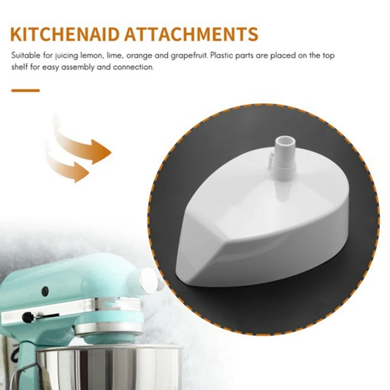 2PCS Citrus Juice Attachment For Kitchenaid Stand Mixers (4.5QT/5QT) Juicer Stand Mixer Attachment Reamer Dishwashersafe