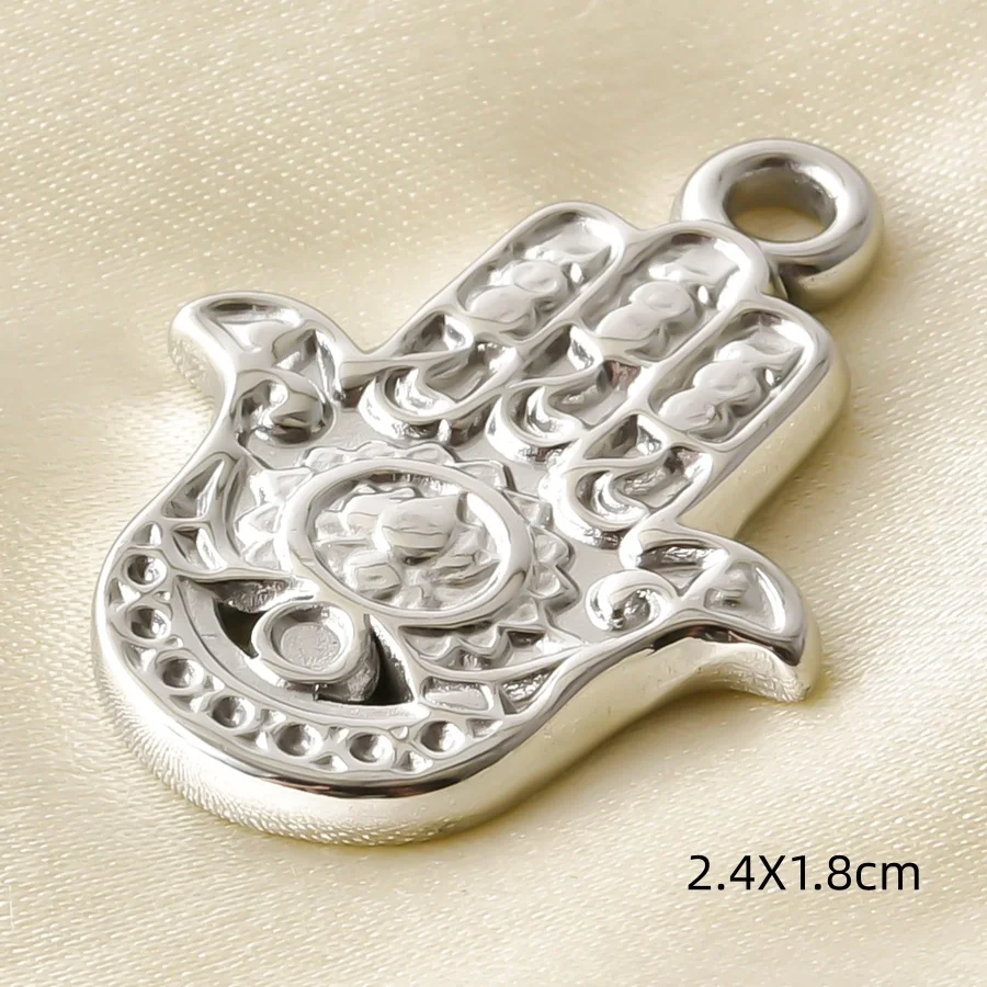 Ethnische Buddha-Kopf- und Fatima-Hand-Anhänger, Blumenbaum-Metall-Edelstahl-Charms für die Schmuckherstellung, Armbänder, Schlüsselanhänger, DIY-Anhänger – Detail 18