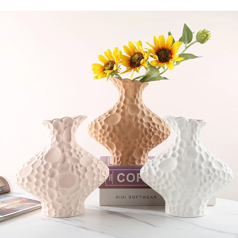 Irregular Texture Ceramic Vase Desktop Frosted Flower Ware Arrangement Hydroponic Home Decoration