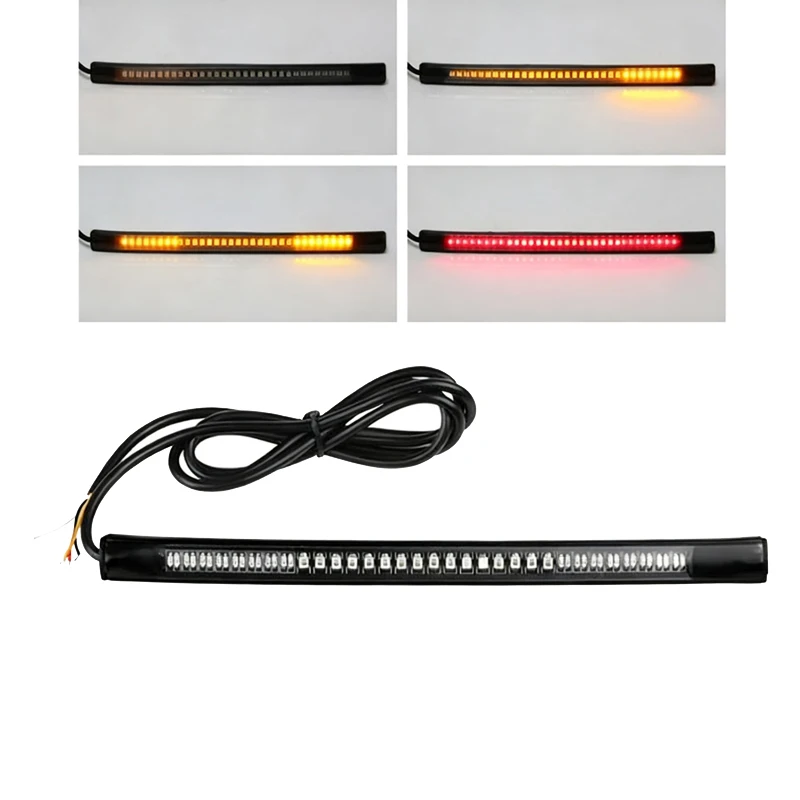 Universal Motorcycle LED Bar Light Rear Brake Lamp Strip Turn Signal Lights 12V 48 LED Waterproof Tail Light For BMW Honda