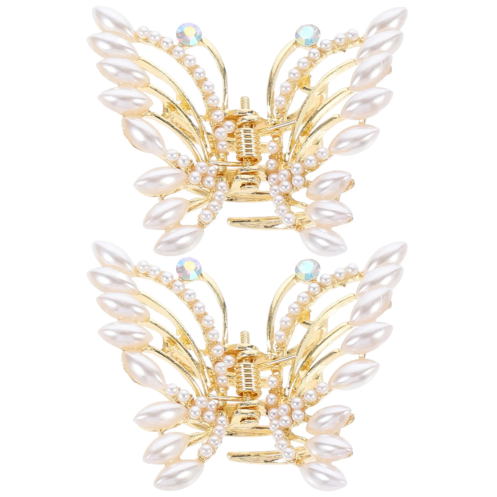 

2pcs Pearl Butterfly Hair Claw Clips Accessories Jaw Barrette Durable Women Fashion Tassel Pearl Decor Lightweight Portable