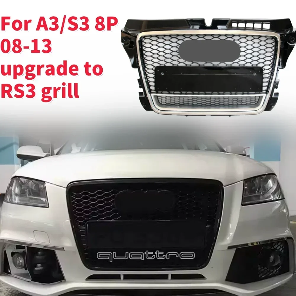 For RS3 Style Front Sport Hex Mesh Honeycomb Hood Grill for  A3/S3 8P 2009 2010 2011 2012 2013 New