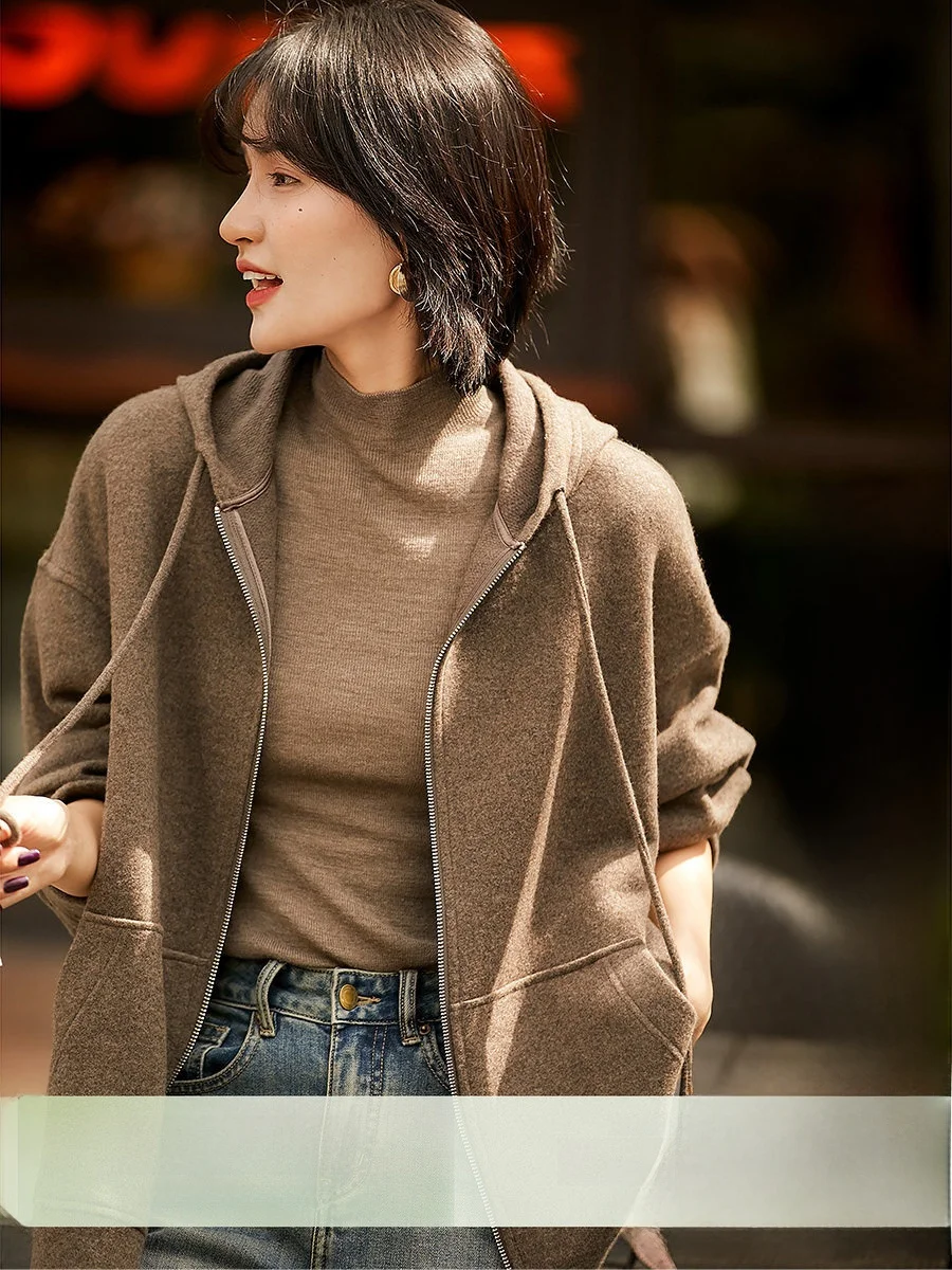 

Женская теплая повседневная куртка Xhange из шерсти и хлопка с капюшоном, свободного кроя, для комфортного отдыха