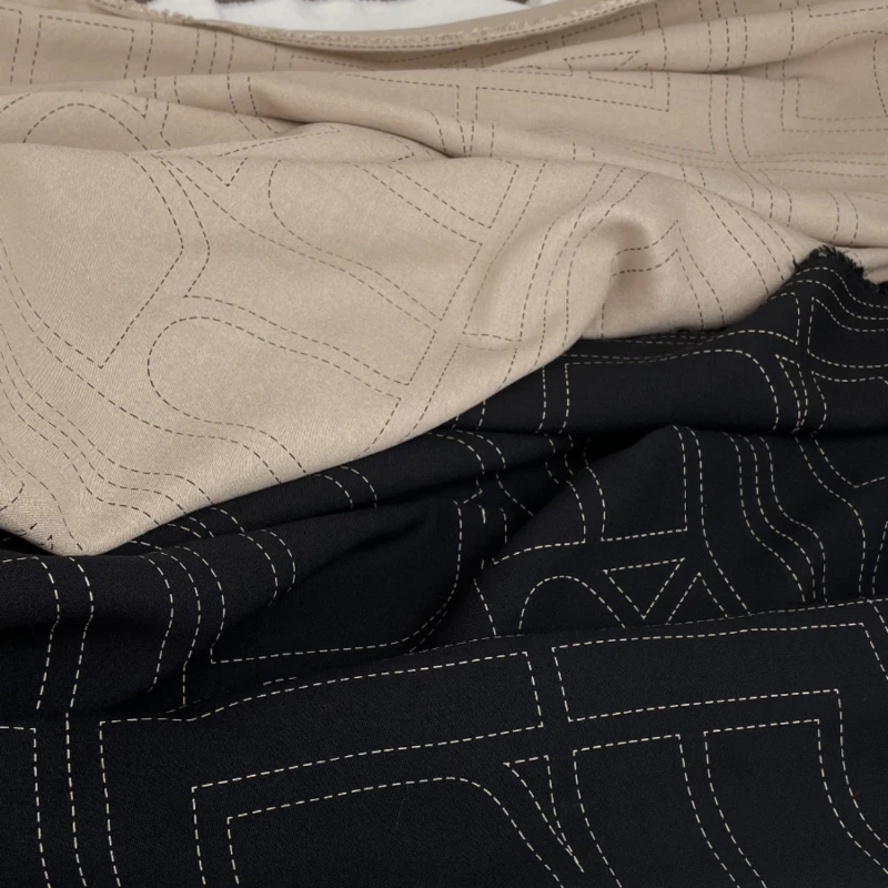 Black Khaki Printed Fabric Skin Friendly Clothing Dress Coat Fabrics Linen Cotton Material Diy Sew Cloth By The Meter