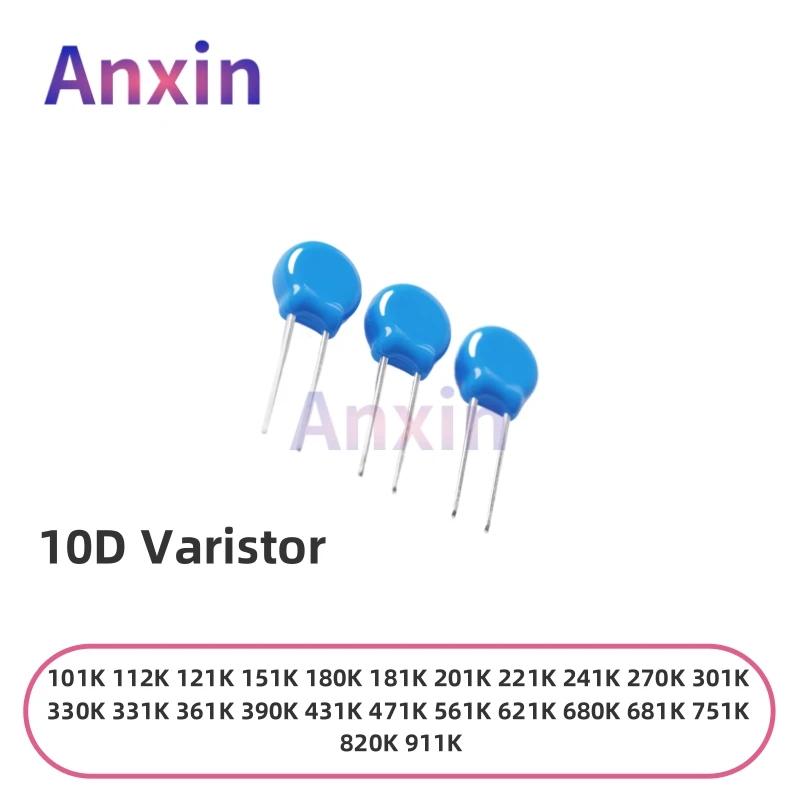 

20PCS 10D Varistor 100-1100V 10D101K/10D471K/10D911K/10D112K Zinc Oxide MOV Surge Protector for Industrial AC/DC Equipment