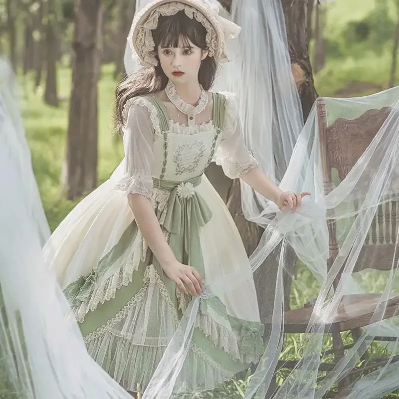 [Raw as Summer Flower]Summer New Jsk Sling Dress Daily Lovely Lolita Skirt Goth Dresses Women Lolita Gothic