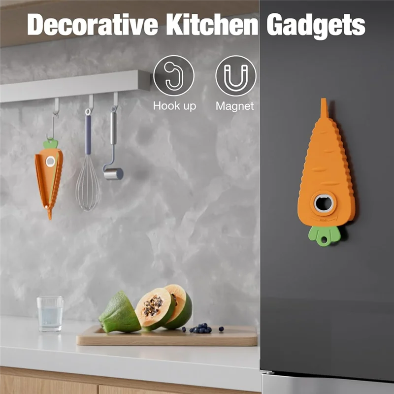 

N09R-Easy-Open Carrot Shaped Jar Opener With Fridge Magnet, Perfect Kitchen Accessory
