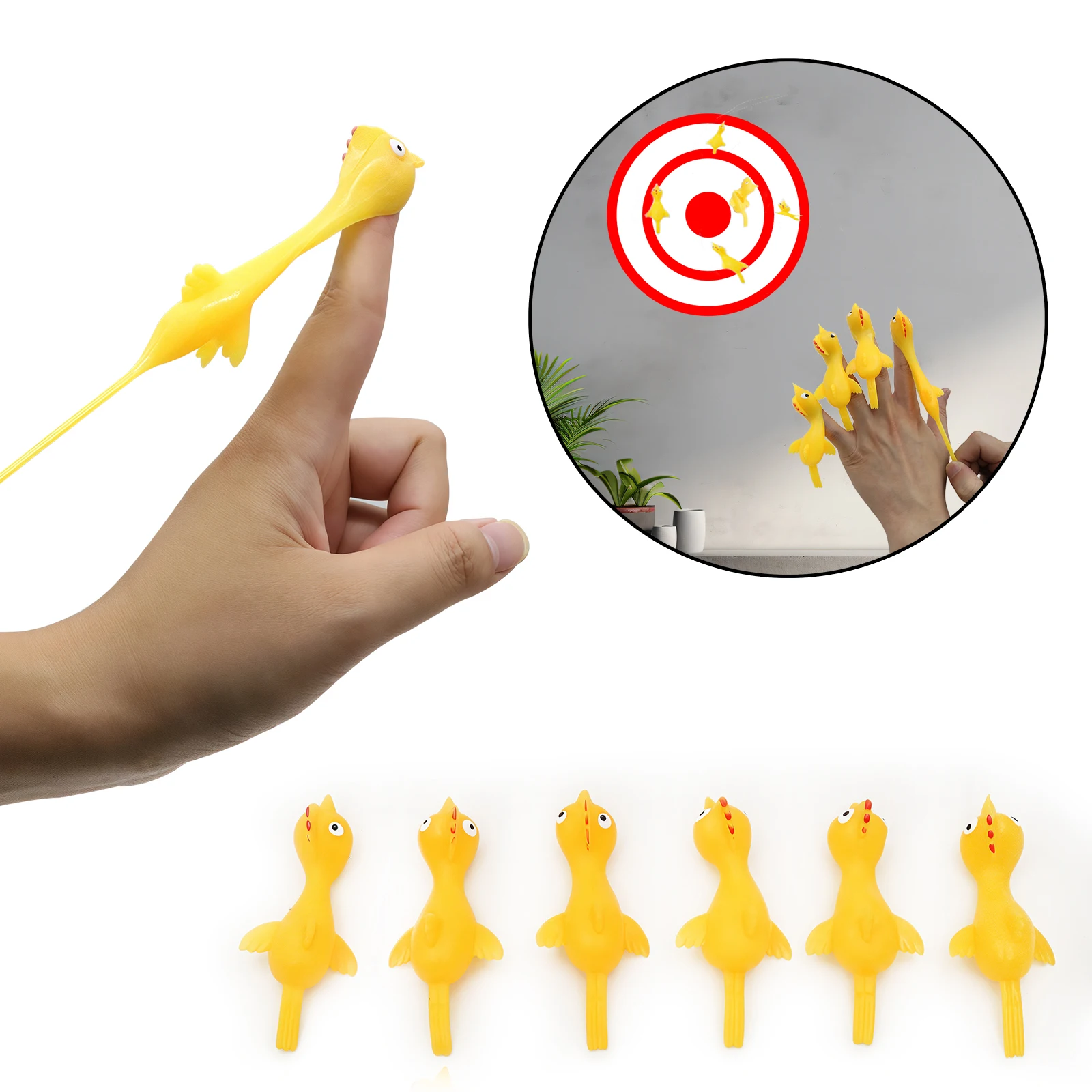 

12/24 шт., забавная мягкая пластиковая катапульта для пальцев, игра с курицей, детский подарок на день рождения, школьный подарок, приз, набор игрушек