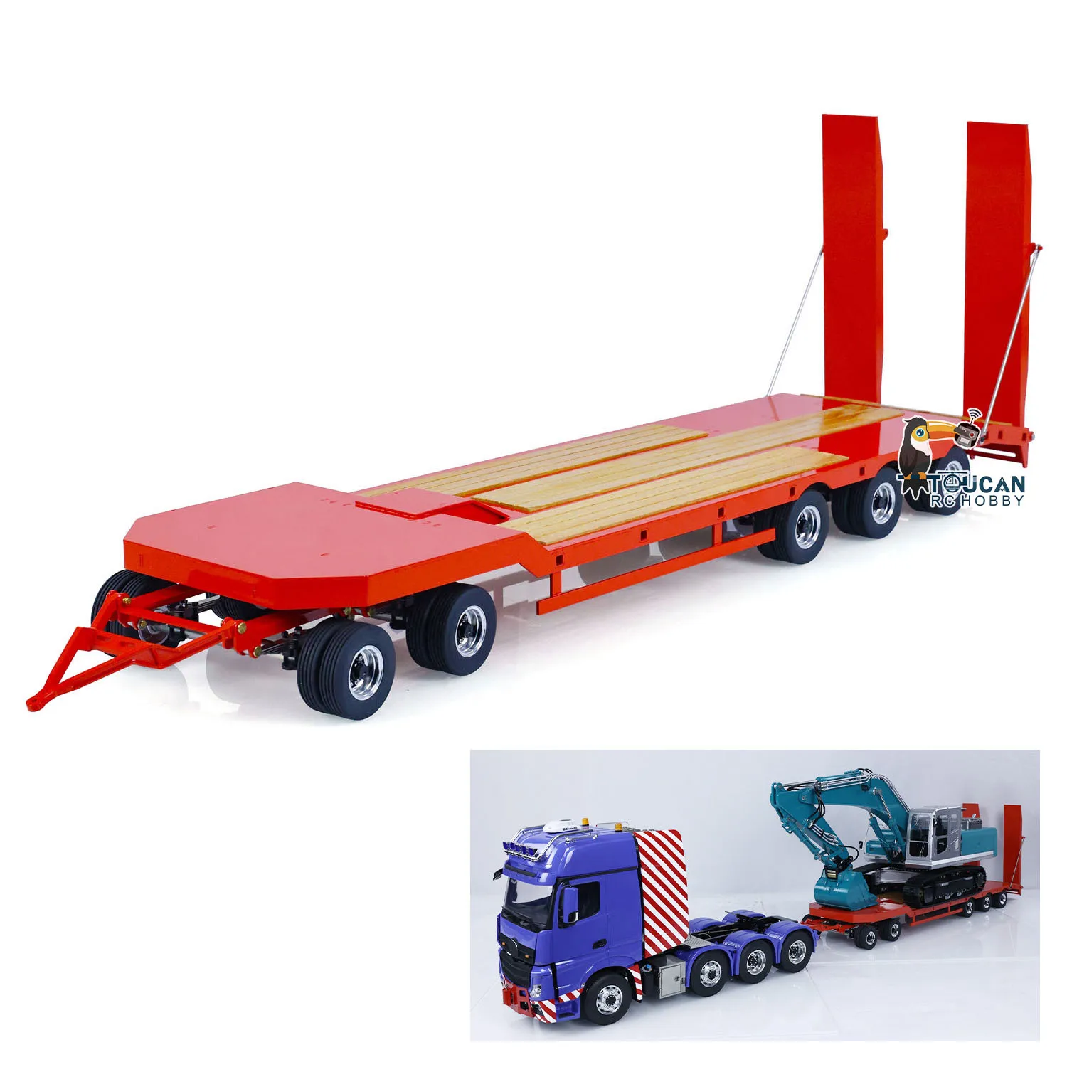 LESU RC โลหะ Flatbed Trailer ทาสีสําหรับ 1/14 รีโมทคอนโทรลไฮดรอลิก Dumper รถบรรทุก Tipper รถ RC ของเล่น THZH1774