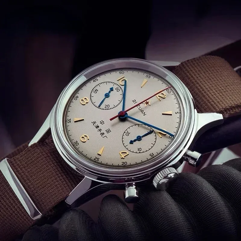 

Мужские часы Pilot Watch 1963 года, 42 мм, водонепроницаемые, ретро, кварцевый хронограф