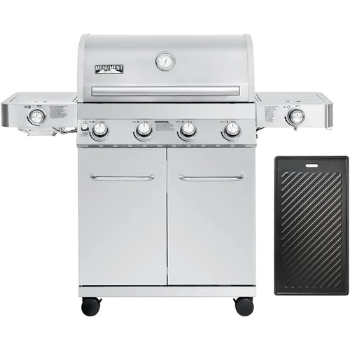 Grills Monument Grills Grilles à gaz propano plus grandes à 4 brûleurs en acier inoxydable avec plaque de cuisson (2 articles)