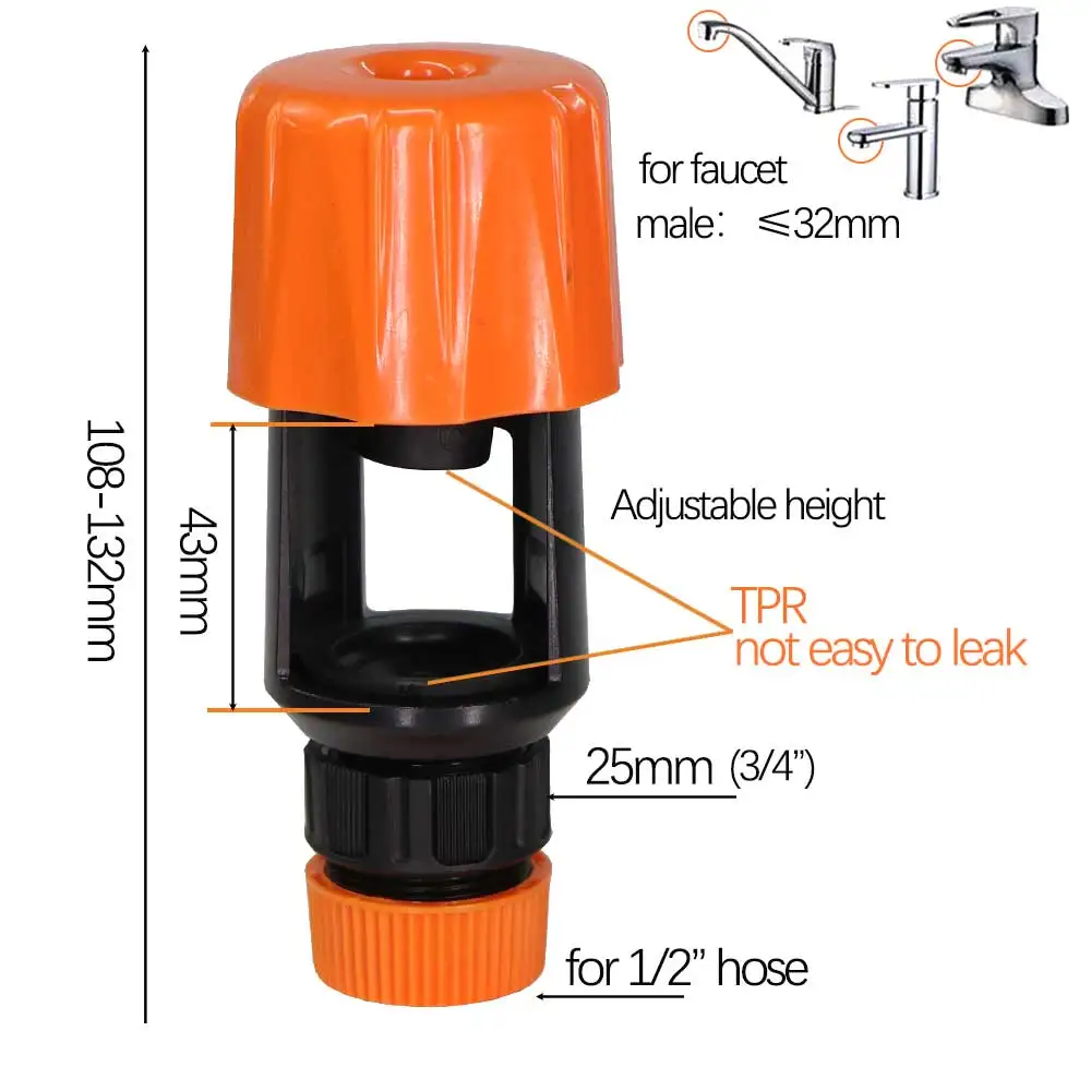 Two Colors Plastic Faucet Universal Hose Connector Kitchen Balcony Quick Connection Garden Lawn Watering Irrigation Hose Adapter