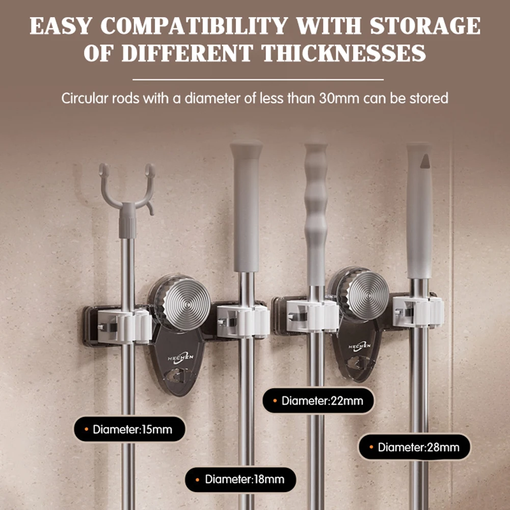 Suction Cup Mop Clamp Brooms Holder No Drilling Suction Cup Mop Hanger No Punching Required Brooms Hanger Organiser for Bathroom - view 3