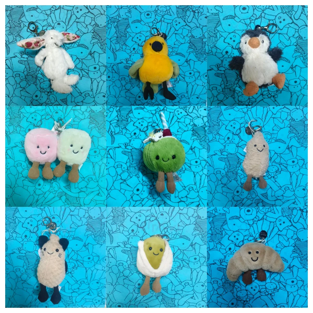 Cute keychain plush toy cute marshmallow plush toy parrot peanut, rabbit cartoon doll keychain cute bag pendant birthday gift