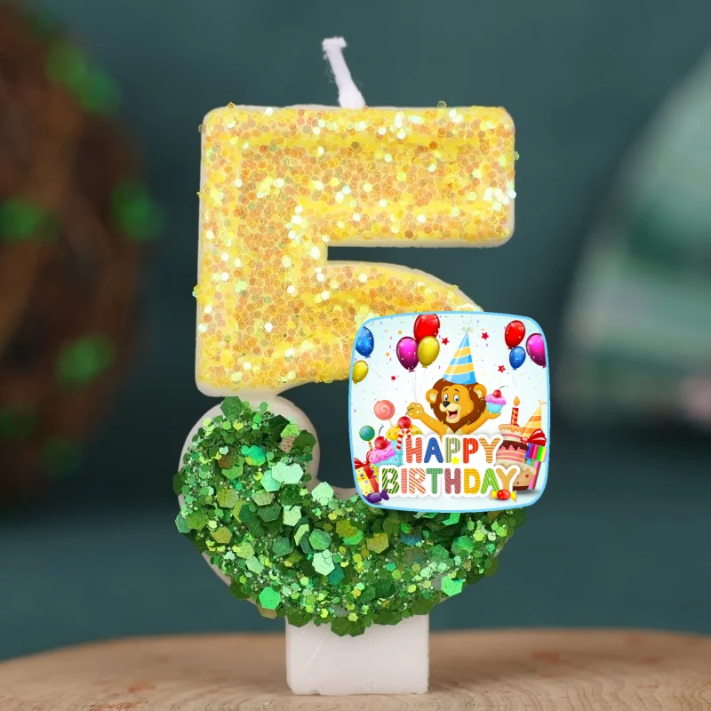 Lion Animal Happy Birthday Cake Topper Decorated Digital Candle Children's Delicate 0-9 Number Candle Party Decor Gift Boy Girl - view 5