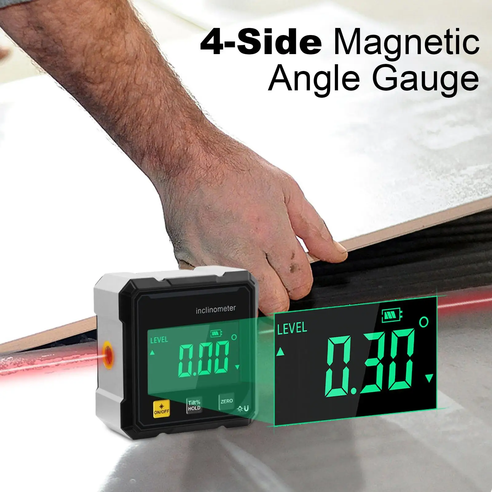 

Magnetic Laser Digital Protractor Angle Measure Inclinometer Laser Level Box USB Charging Angle meter for home