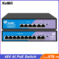 KuWFi 48V PoE Switch 4/8 Port POE 10/100Mbps Fast Ethernet Switch IEEE802.3AF/AT Extend Up to 250m for IP Camera Wireless AP