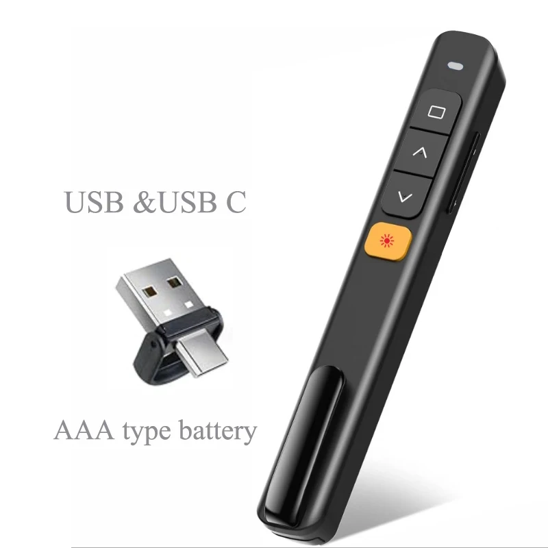 2.4G Wireless Presenter Clip Type Mac and windows Powerpoint PPT Pen both USB and type c receiver for meeting and training