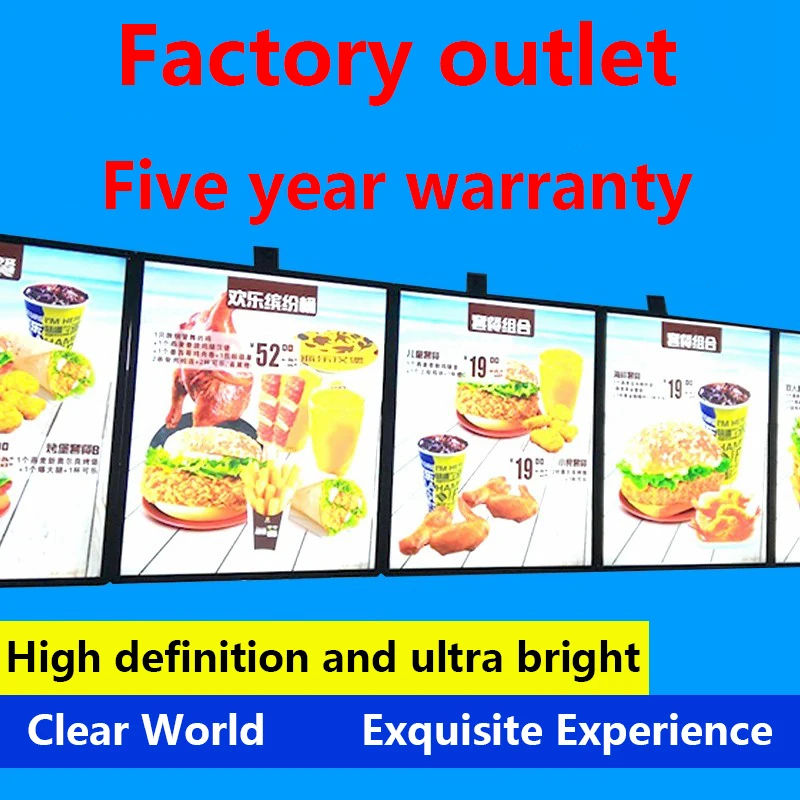 Illuminated Ultra Super Thin Slim LED Floating Light Box Led Menu Board Magnetic Ceiling Hanging Light Box for Restaurant Shop