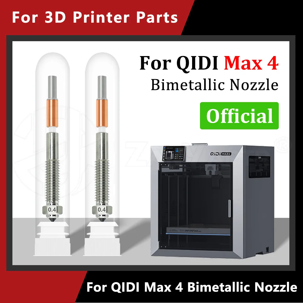 

For QIDI Tech MAX4 Bimetal Nozzle Tungsten Carbide Hardened Steel Copper High Temperature 3D Printer Hotend Parts