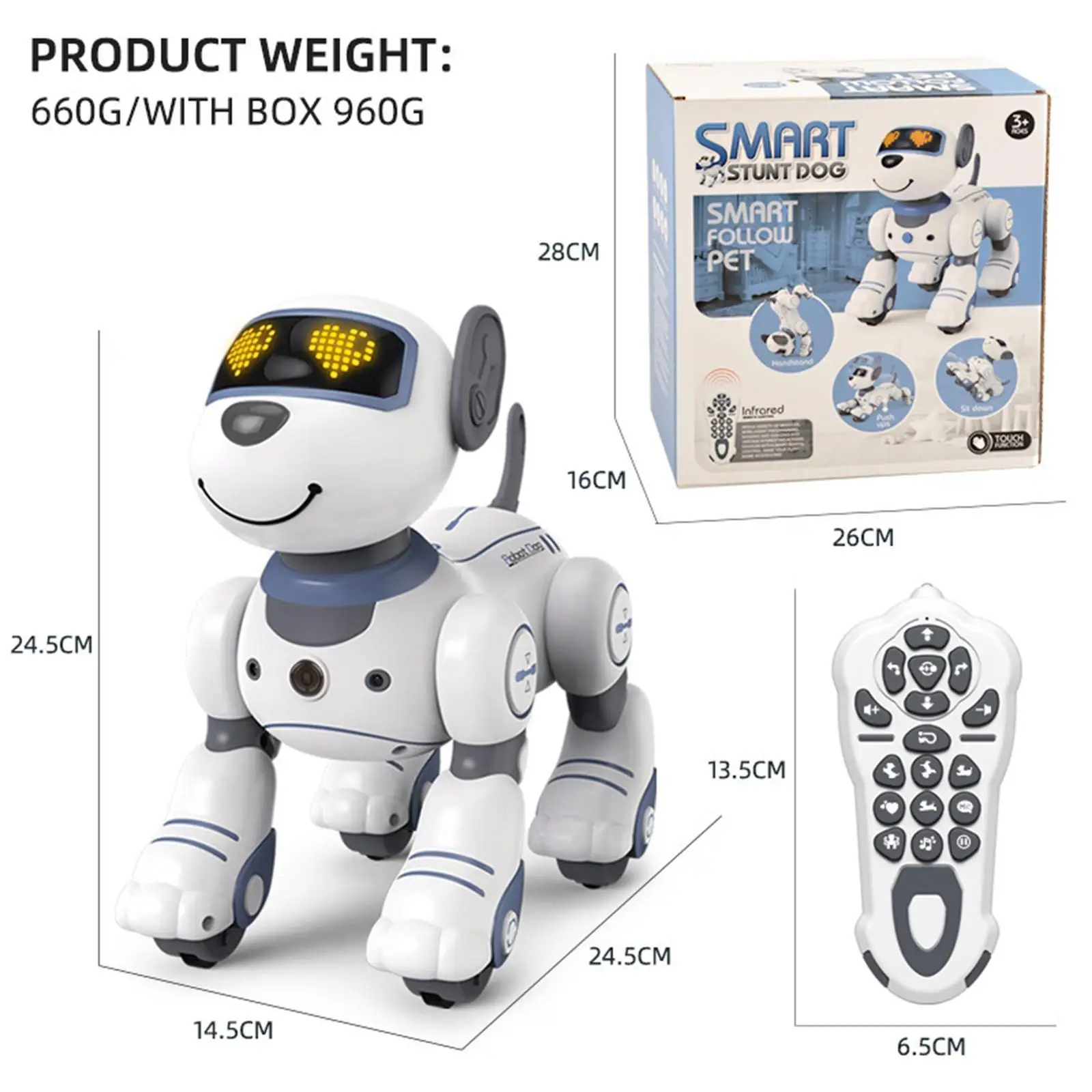 Cute Robot Puppy Dog Toys Electronic Pet Interactive Play Programable with Sound LED Eyes for Toddlers Musical Gift RC Toys