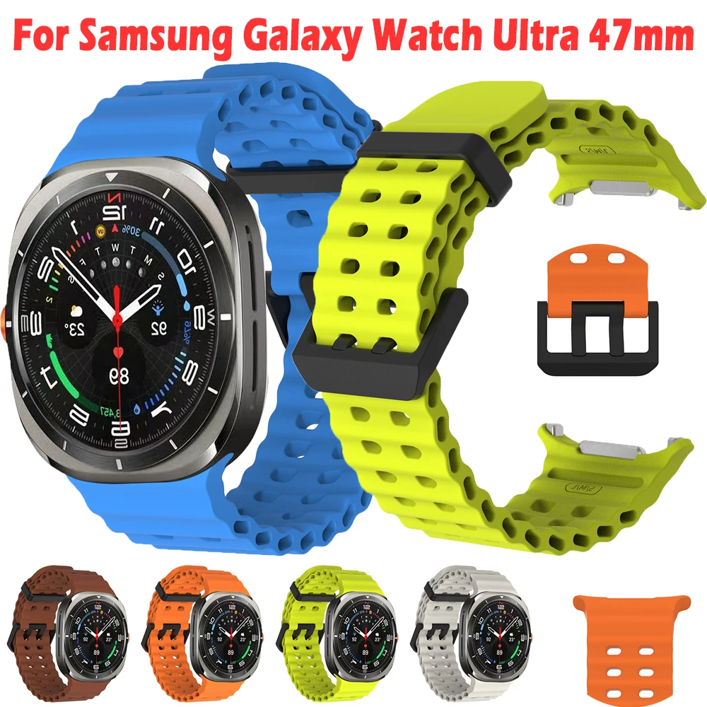 Ocean Band para Samsung Galaxy Watch Ultra 7, pulsera deportiva de silicona de 47mm, correa de reloj reemplazable de 47mm