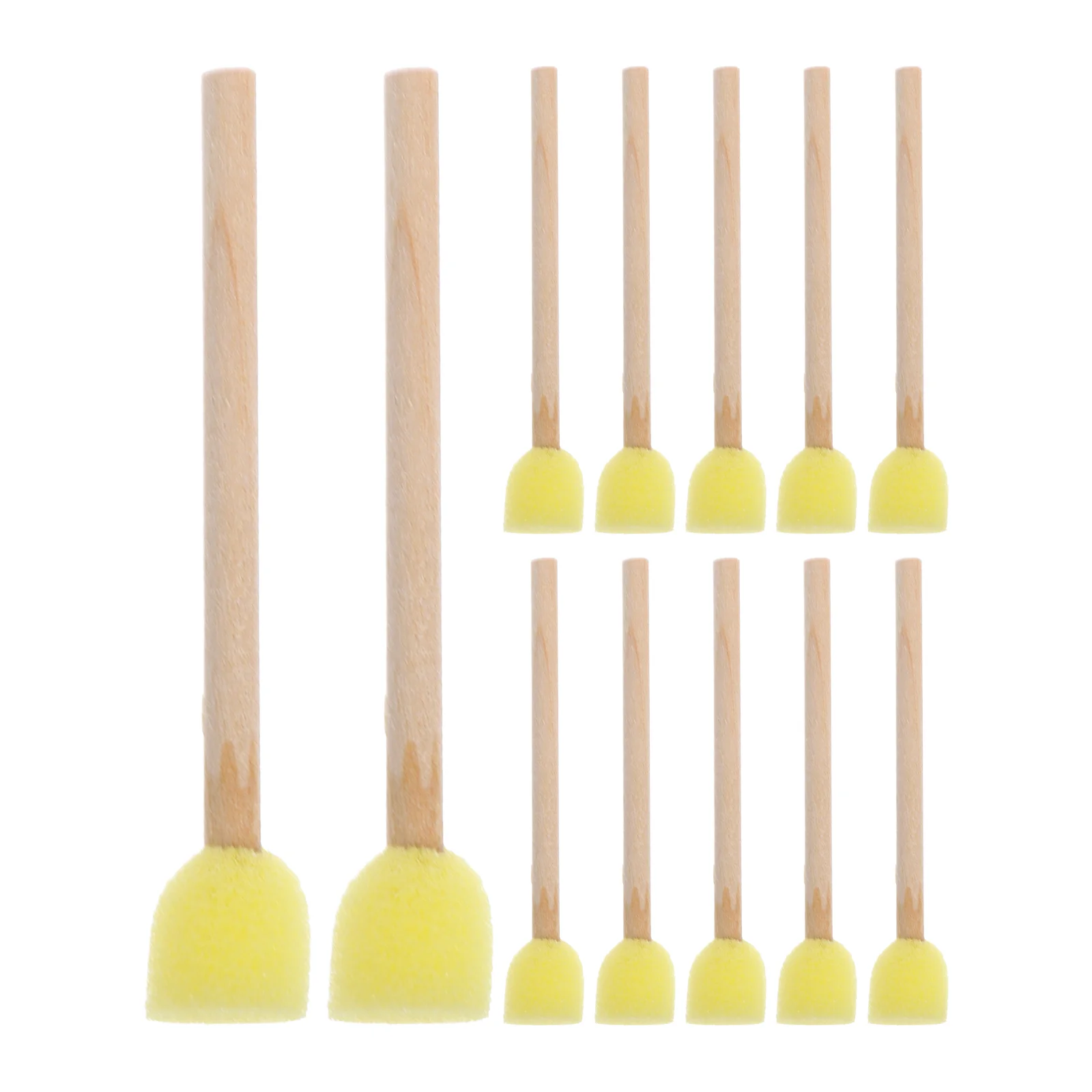 

12 Pcs Sponge Brush with Wooden Handle Paint Foam Sea for Painting Flat Sponges Handles Grout