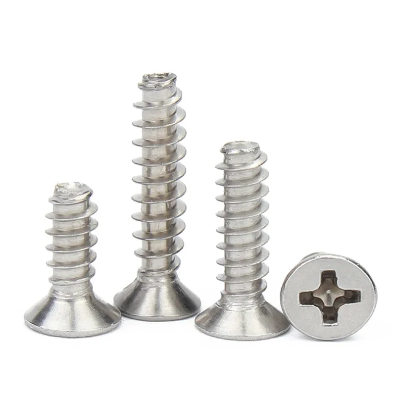 Nickel Plated Phillips Flat Countersunk Head Self-Tapping Screw Flat Tail Screw M1 M1.2 M1.4 M1.7 M2 M2.3 M2.6 M3 M3.5 M4