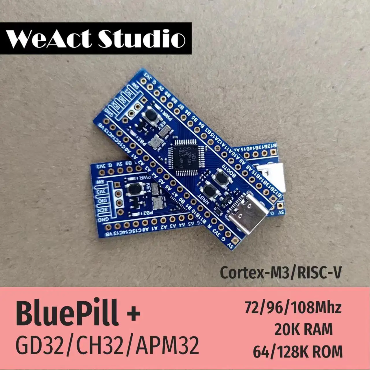 Плата обучения WeAct BlueBill Plus APM32F103CBT6 GD32F103CBT6 CH32F103C8T6 CH32V203C8T6, вместо STM32F103C8T6