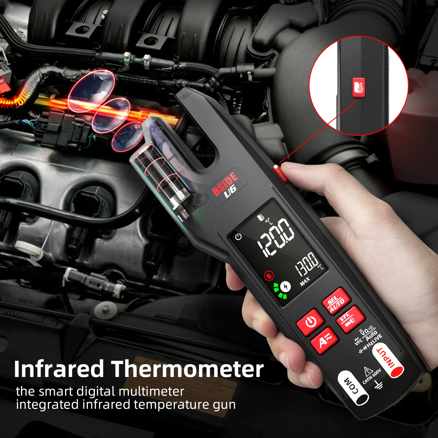 TK HOT BSIDE U6 Clamp Meter Fork 600A AC DC Pliers Ammeter Auto Digital Multimeter Current Hz Electrical Tester Detection Voltme