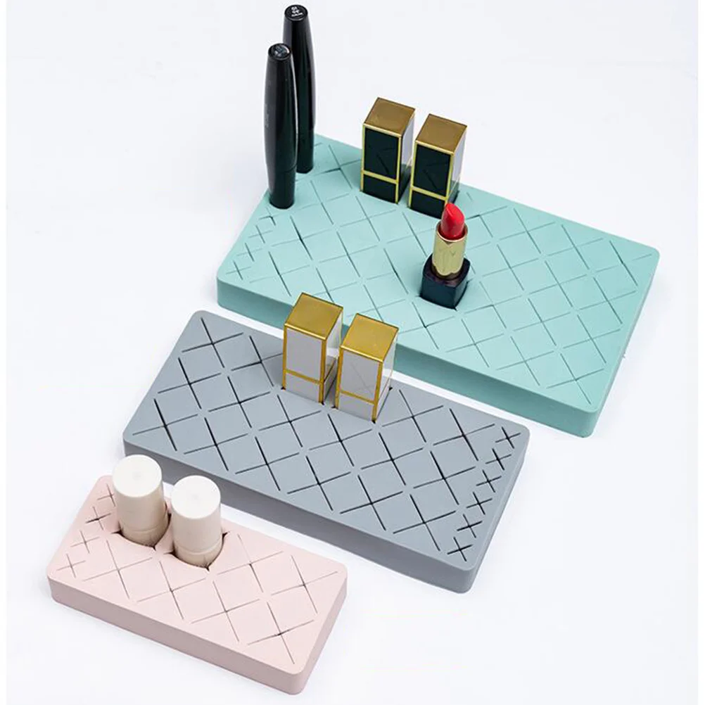 2 stücke Multi-Slot Lippenstift Halter Silikon Augenbraue Bleistift Organizer Für Desktop Lagerung Make-Up Pinsel Rack Langlebig Rosa