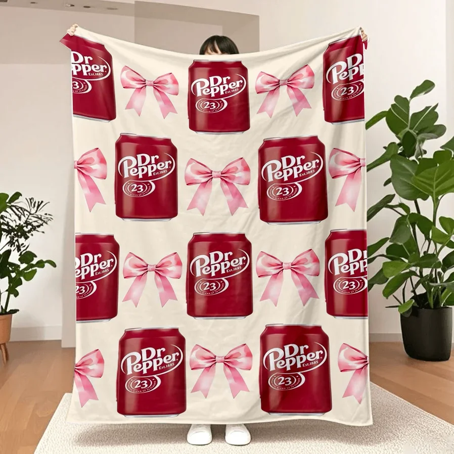 Dr Pepper Print Blanket UltraSoft Perfect for Sofa Bed Office Travel  Machine Washable Ideal Gift