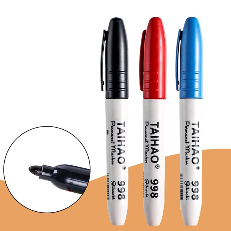 

TAIHAO998 Маркер Красный Синий Черный Маркер Масло Быстросохнущая ручка с большой головкой Невыцветающая ручка для рисования Студенческие офисные канцелярские принадлежности