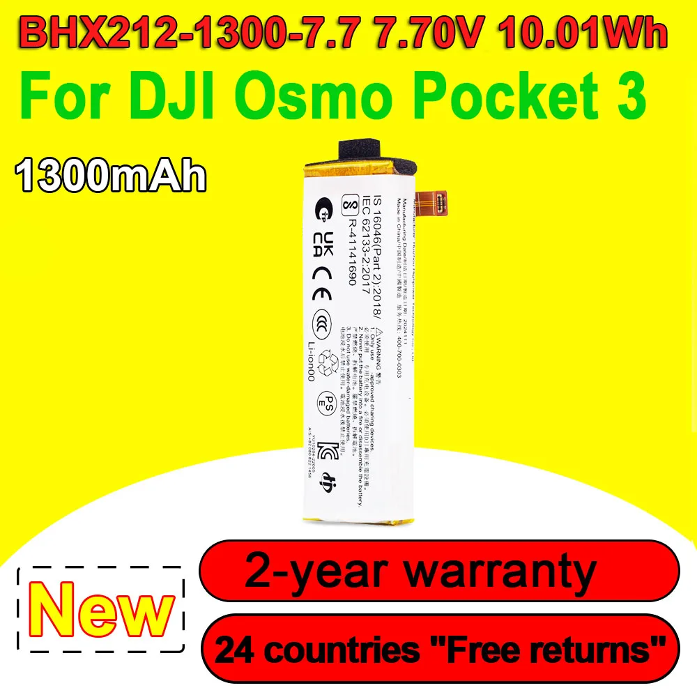 For DJI OSMO Pocket 3 Battery Replacement BHX212-1300-7.7 2ICP5/25/74 7.70V 10.01Wh 1300mAh Li-Ion Batteries High Quality
