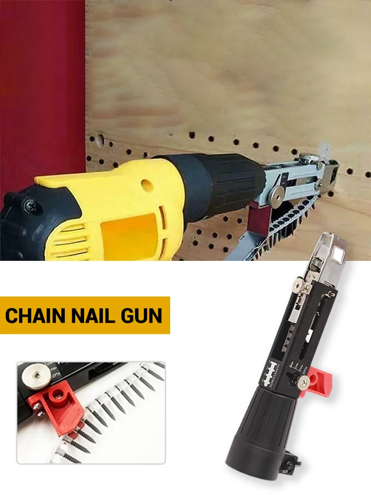 

1 Set Chain Screw Gun Head Automatic Nail Gun Electric Batch Woodworking Decoration Rechargeable Self Tapping Screwdriver