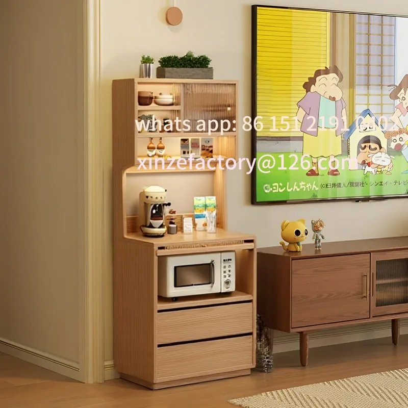 Customizable side cabinet integrated storage cabinet against the wall Solid wood storage tea