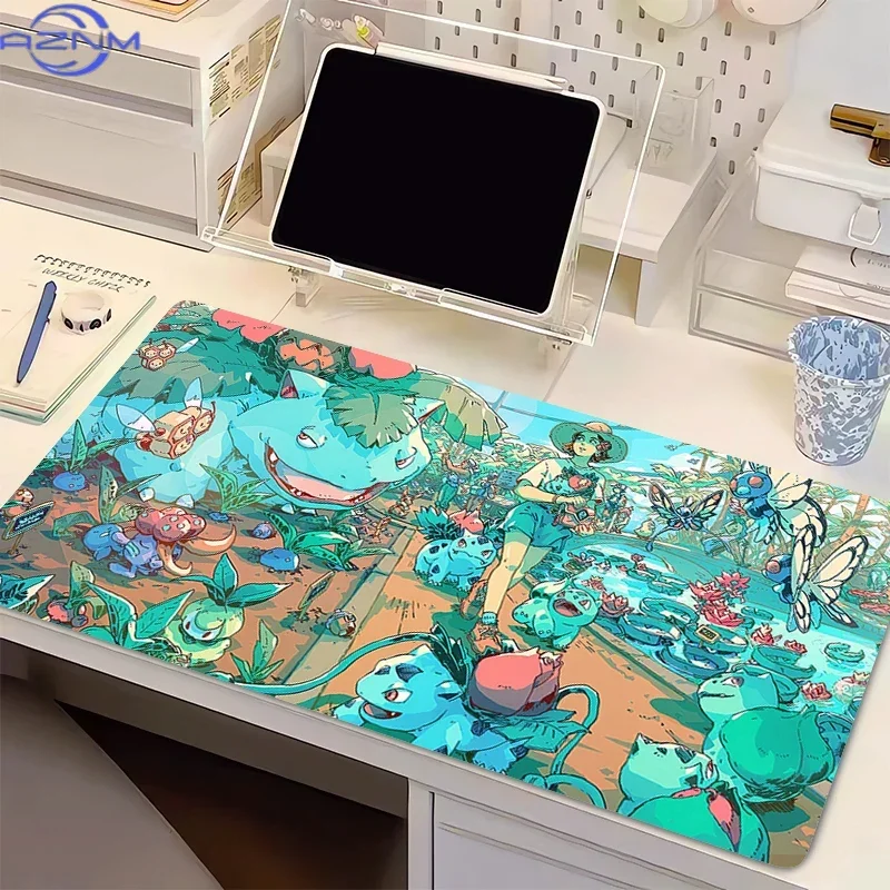 Mouse Pad Anime Gaming Accessories Varmilo P-pokemonS Gamer Keyboard PC B-bulbasaur Computer Desk Mat Kawaii Green Mousepad Gift