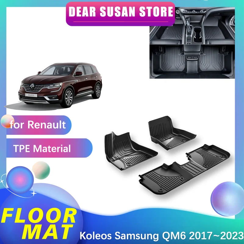 Car Floor Mat for Renault Koleos HC Samsung QM6 2017~2023 Waterproof Foot TPE Liner Carpet Interior Pad Custom Cover Accessories