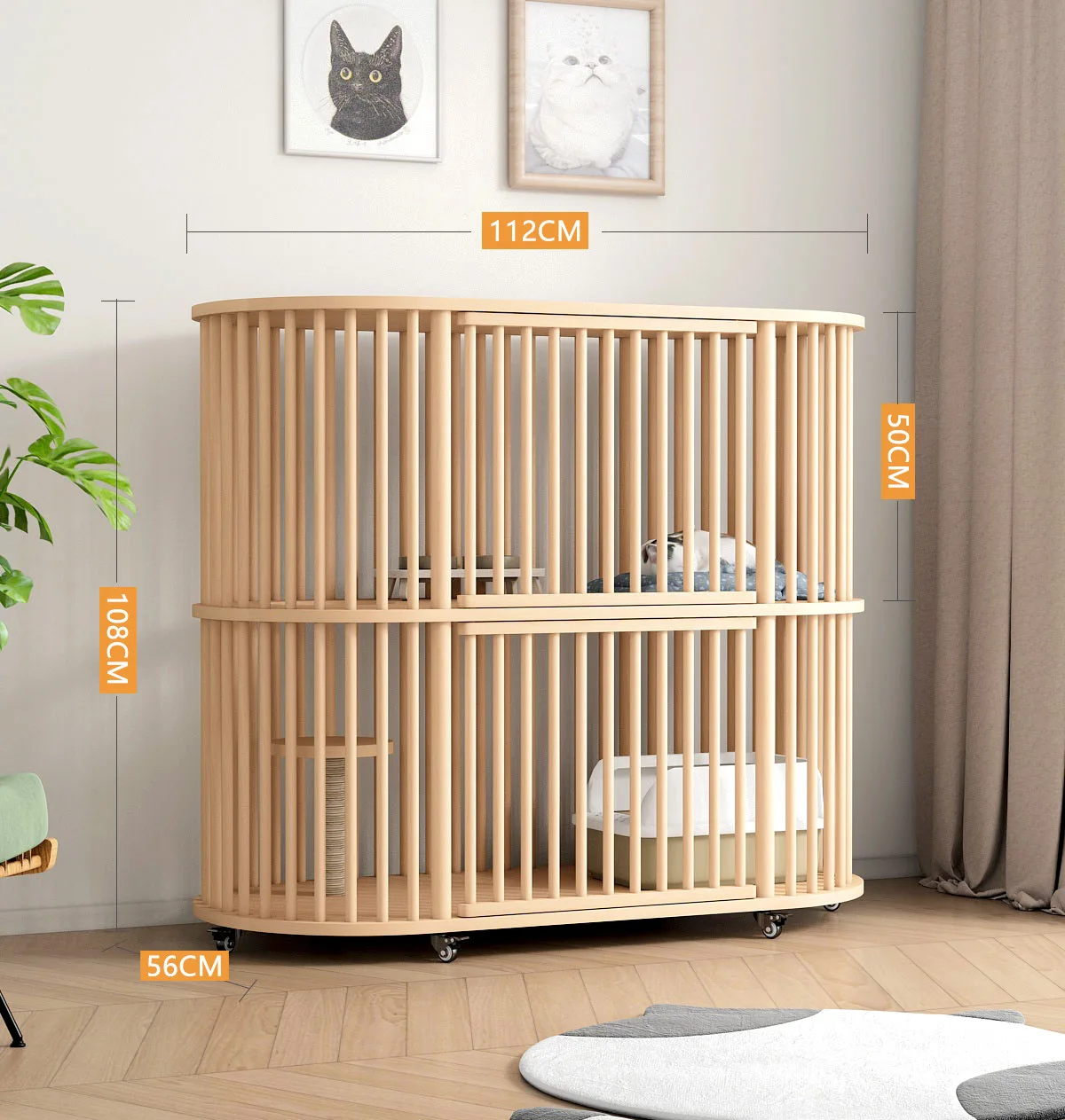 Wooden Pet Cage for Cats and Small Animals Pine Pet House Indoor Animal Enclosure Sleeping & Playpen Crate Assemb Needed