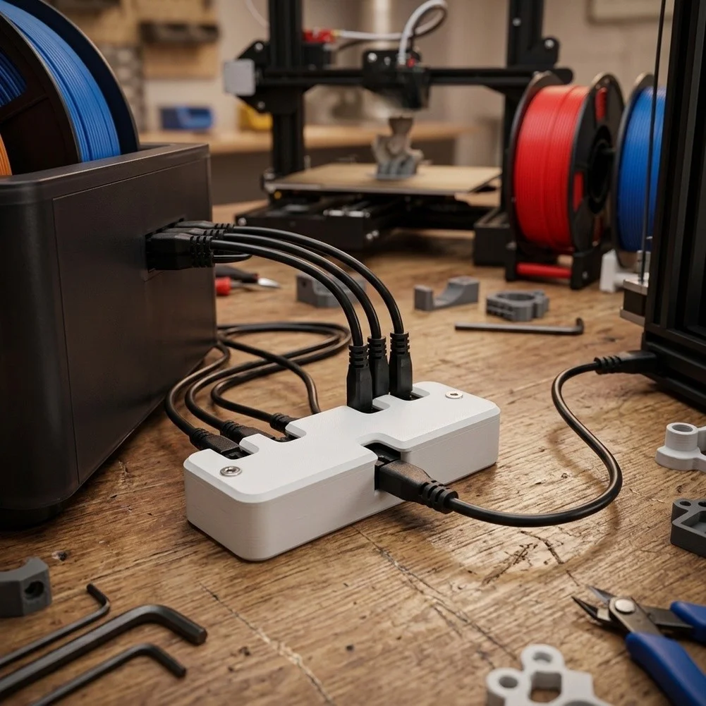 For Bambu Lab HUB Expansion Kit with Multi-Port Configuration and Electrical Protection for Continuous Operation